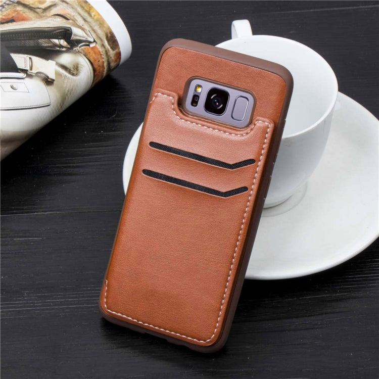 Simple Leather Texture TPU Magnetic Leather Case for Galaxy S8, with Holder & Card Slots & Wallet