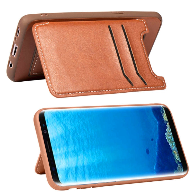 Simple Leather Texture TPU Magnetic Leather Case for Galaxy S8, with Holder & Card Slots & Wallet