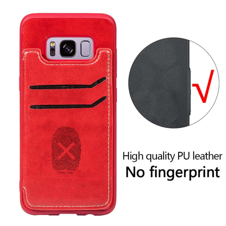 Simple Leather Texture TPU Magnetic Leather Case for Galaxy S8, with Holder & Card Slots & Wallet