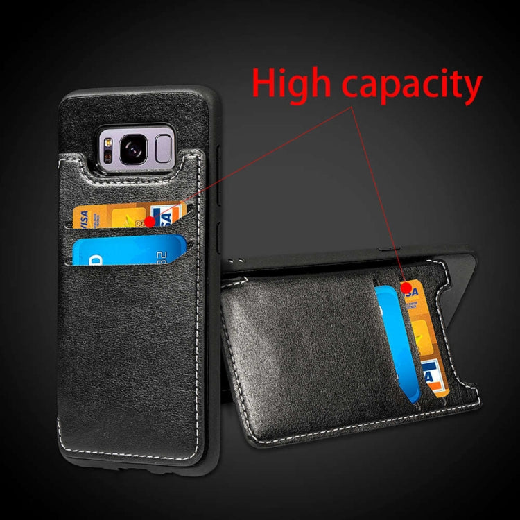 Simple Leather Texture TPU Magnetic Leather Case for Galaxy S8, with Holder & Card Slots & Wallet