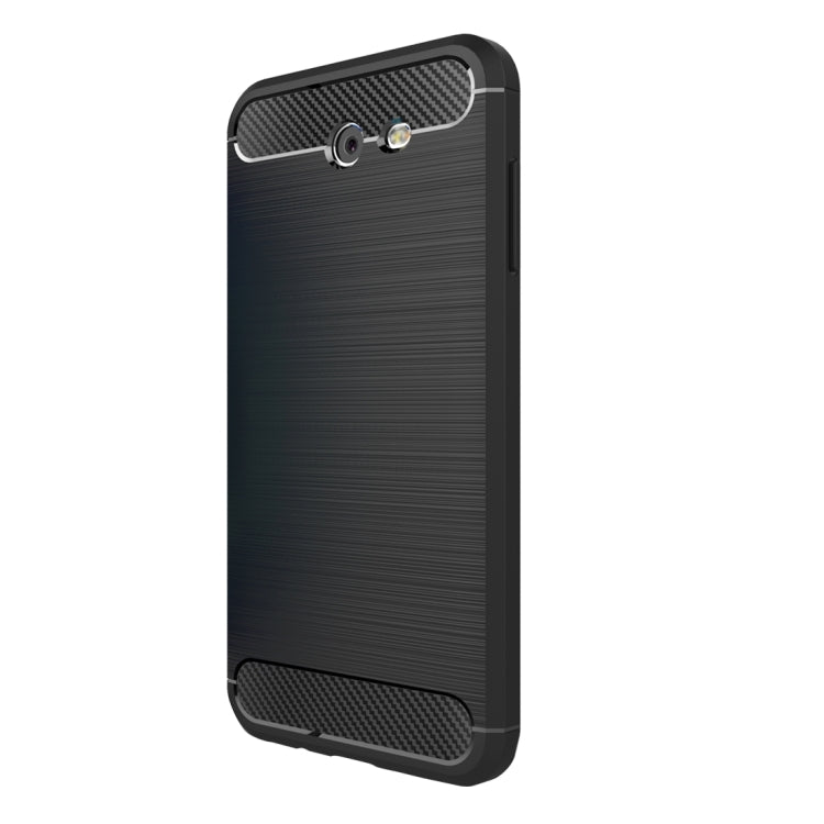 For Galaxy J7 (2017) (US Version) Brushed Carbon Fiber Texture Shockproof TPU Protective Cover Case