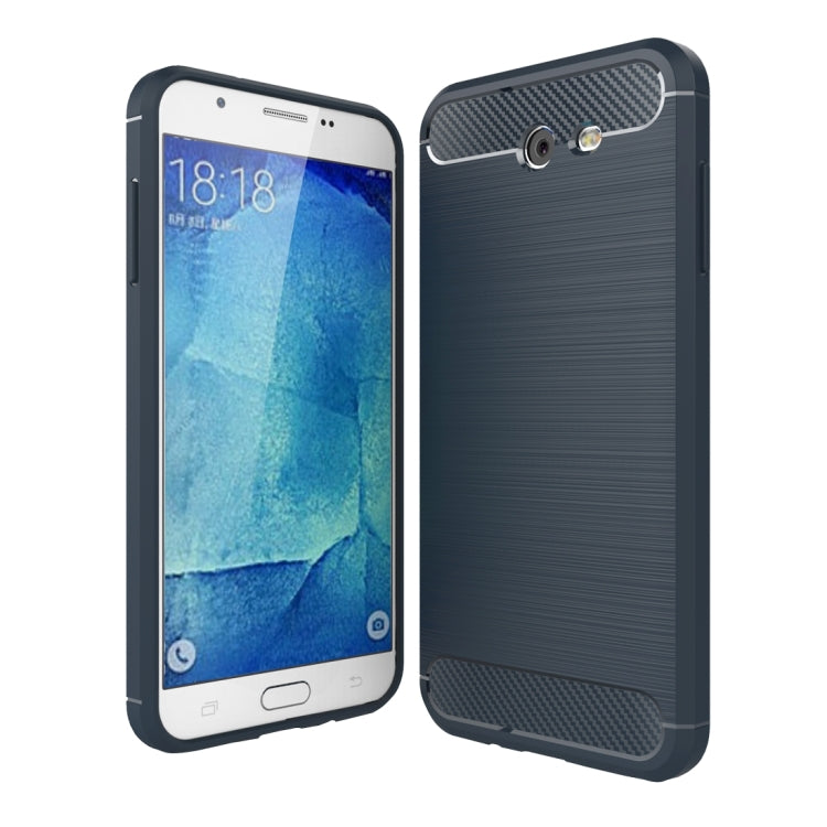 For Galaxy J7 (2017) (US Version) Brushed Carbon Fiber Texture Shockproof TPU Protective Cover Case