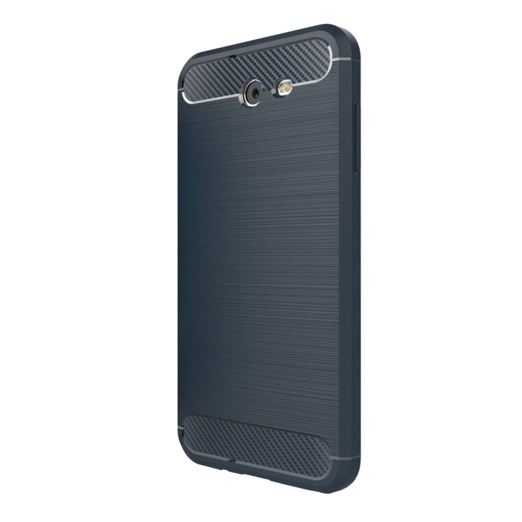 For Galaxy J7 (2017) (US Version) Brushed Carbon Fiber Texture Shockproof TPU Protective Cover Case