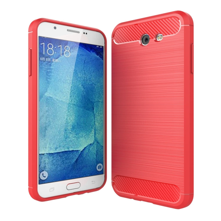 For Galaxy J7 (2017) (US Version) Brushed Carbon Fiber Texture Shockproof TPU Protective Cover Case
