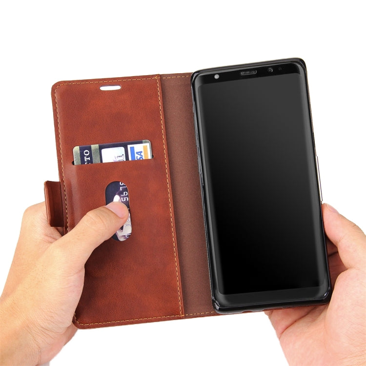 For Galaxy Note 8 Retro Crazy Horse Texture Casual Style with Absorption Horizontal Flip Leather Case with Holder & Card Slots & Wallet