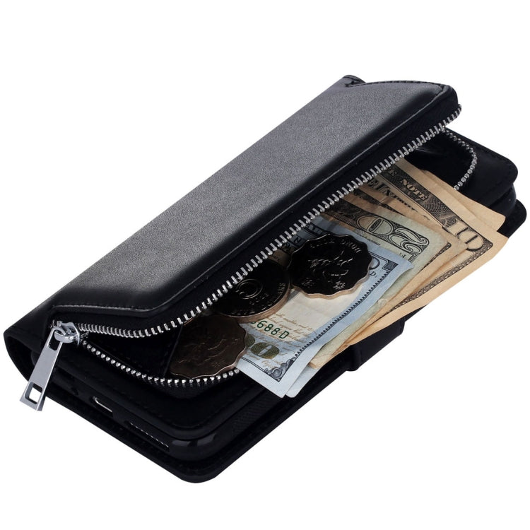 For Galaxy S7 Plain Weave Texture Zipper Horizontal Flip Leather Case with Detachable Back Protective Case & Card Slots & Wallet