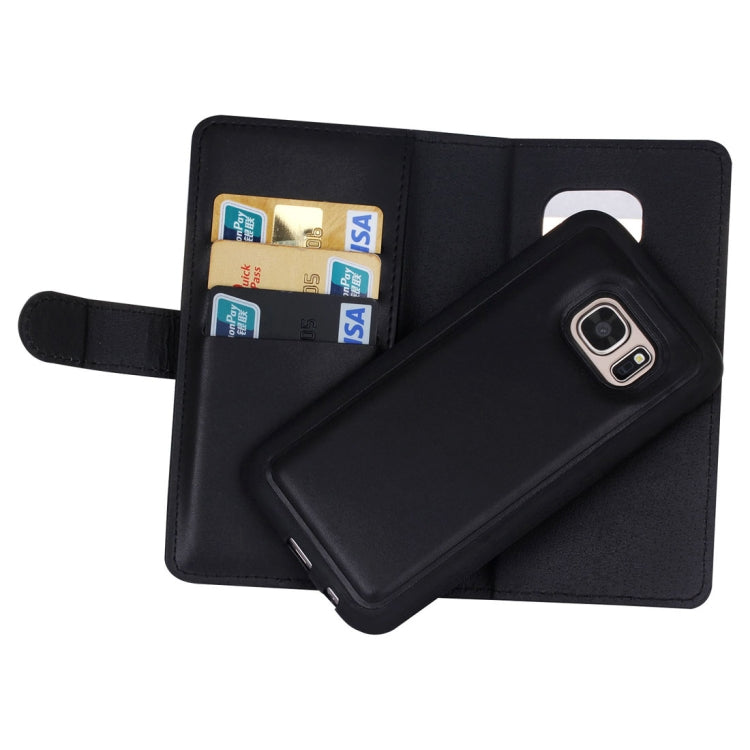 For Galaxy S7 Plain Weave Texture Zipper Horizontal Flip Leather Case with Detachable Back Protective Case & Card Slots & Wallet