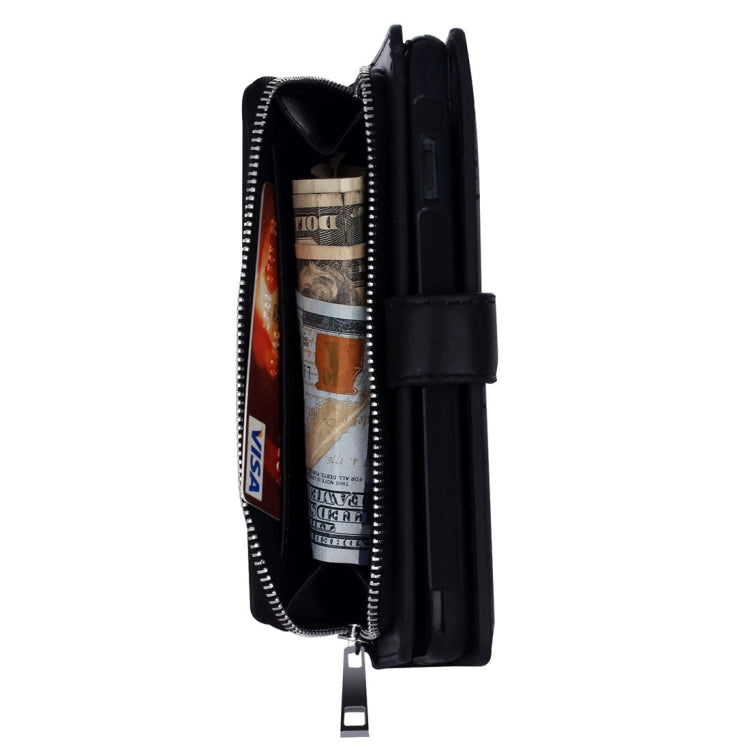 For Galaxy S7 Plain Weave Texture Zipper Horizontal Flip Leather Case with Detachable Back Protective Case & Card Slots & Wallet