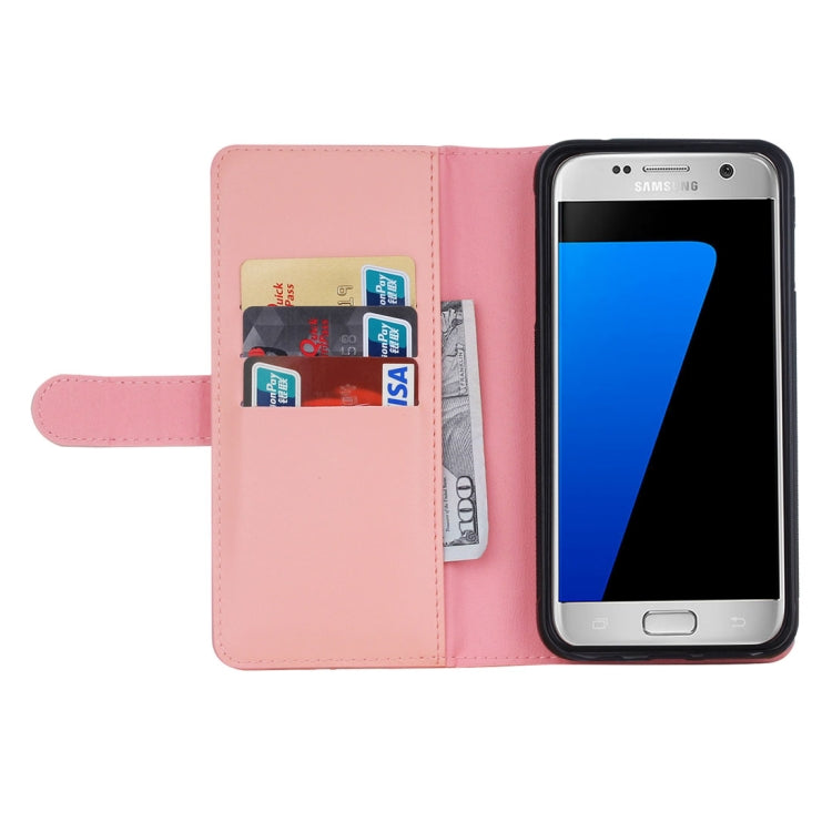 For Galaxy S7 Plain Weave Texture Zipper Horizontal Flip Leather Case with Detachable Back Protective Case & Card Slots & Wallet
