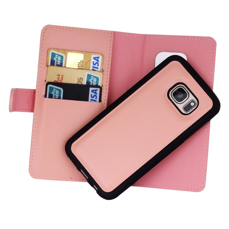 For Galaxy S7 Plain Weave Texture Zipper Horizontal Flip Leather Case with Detachable Back Protective Case & Card Slots & Wallet