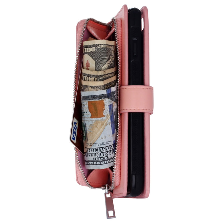 For Galaxy S7 Plain Weave Texture Zipper Horizontal Flip Leather Case with Detachable Back Protective Case & Card Slots & Wallet