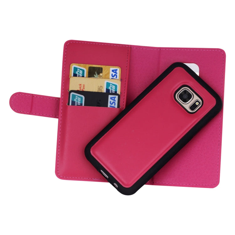 For Galaxy S7 Plain Weave Texture Zipper Horizontal Flip Leather Case with Detachable Back Protective Case & Card Slots & Wallet