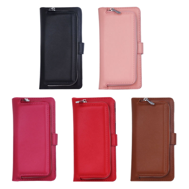 For Galaxy S7 Plain Weave Texture Zipper Horizontal Flip Leather Case with Detachable Back Protective Case & Card Slots & Wallet
