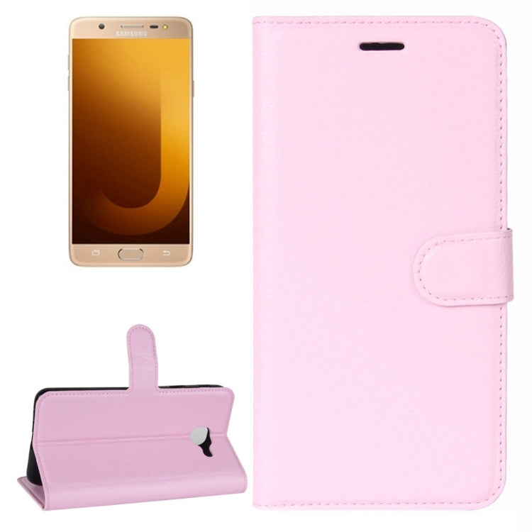 For Galaxy J7 Max Litchi Texture Horizontal Flip Leather Case with Holder & Card Slots & Wallet