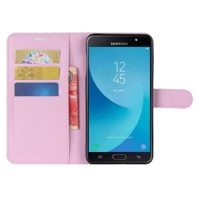 For Galaxy J7 Max Litchi Texture Horizontal Flip Leather Case with Holder & Card Slots & Wallet