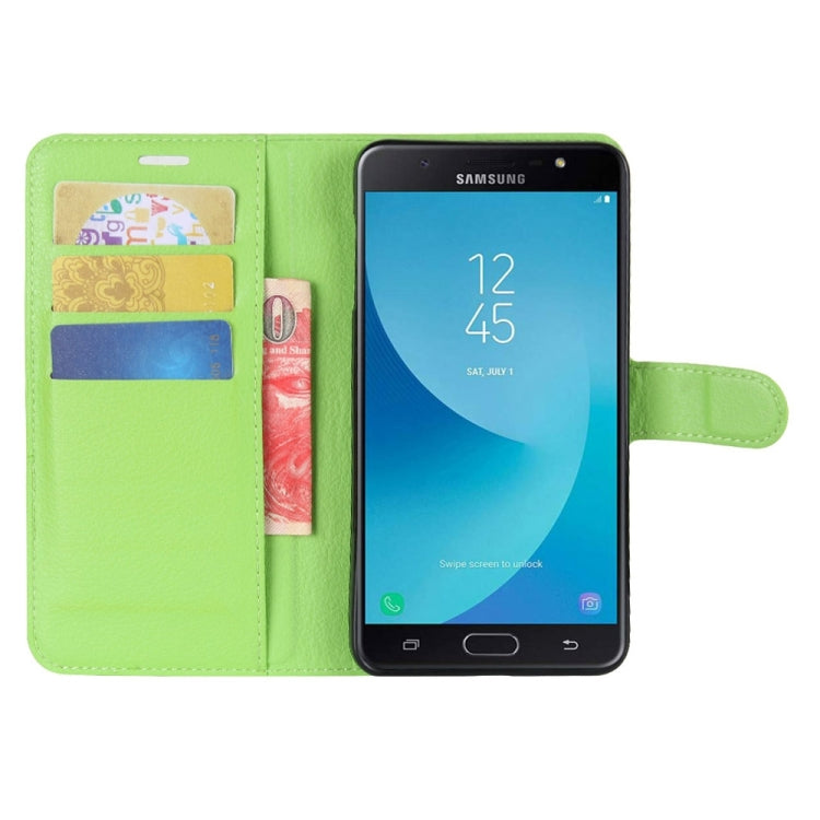 For Galaxy J7 Max Litchi Texture Horizontal Flip Leather Case with Holder & Card Slots & Wallet