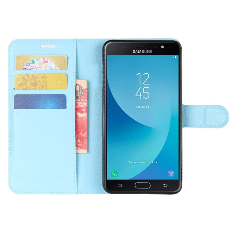 For Galaxy J7 Max Litchi Texture Horizontal Flip Leather Case with Holder & Card Slots & Wallet