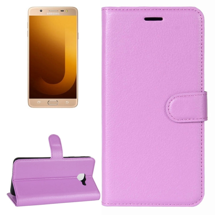 For Galaxy J7 Max Litchi Texture Horizontal Flip Leather Case with Holder & Card Slots & Wallet