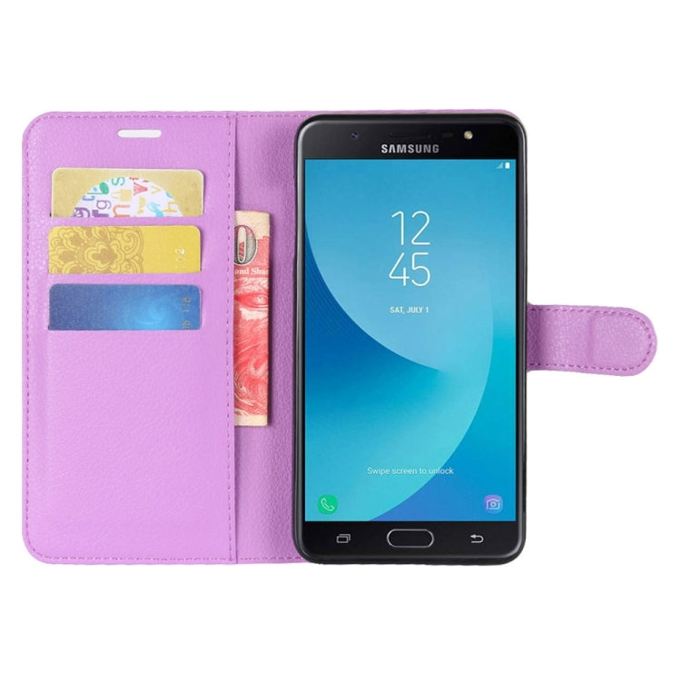 For Galaxy J7 Max Litchi Texture Horizontal Flip Leather Case with Holder & Card Slots & Wallet