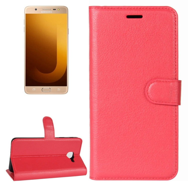 For Galaxy J7 Max Litchi Texture Horizontal Flip Leather Case with Holder & Card Slots & Wallet