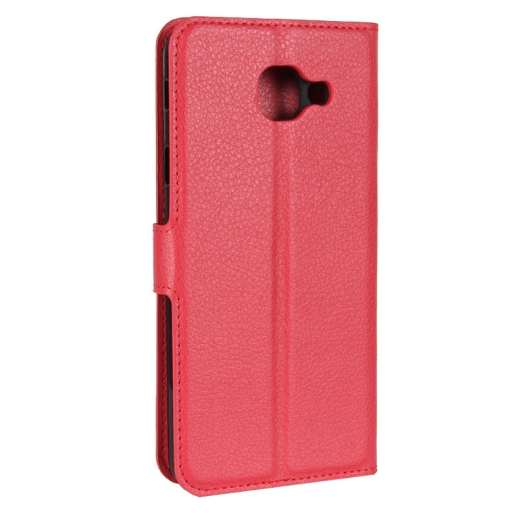 For Galaxy J7 Max Litchi Texture Horizontal Flip Leather Case with Holder & Card Slots & Wallet