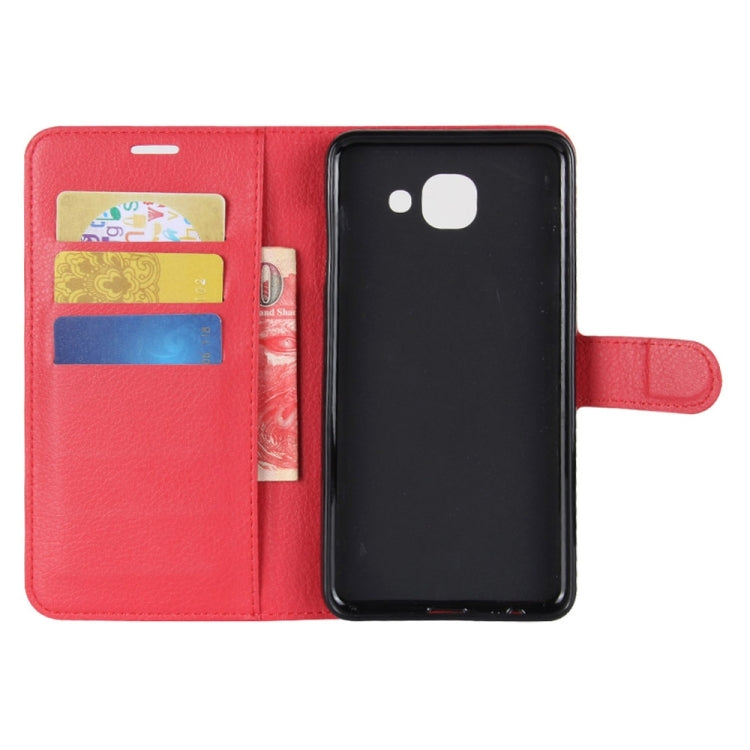 For Galaxy J7 Max Litchi Texture Horizontal Flip Leather Case with Holder & Card Slots & Wallet