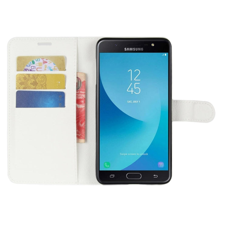For Galaxy J7 Max Litchi Texture Horizontal Flip Leather Case with Holder & Card Slots & Wallet