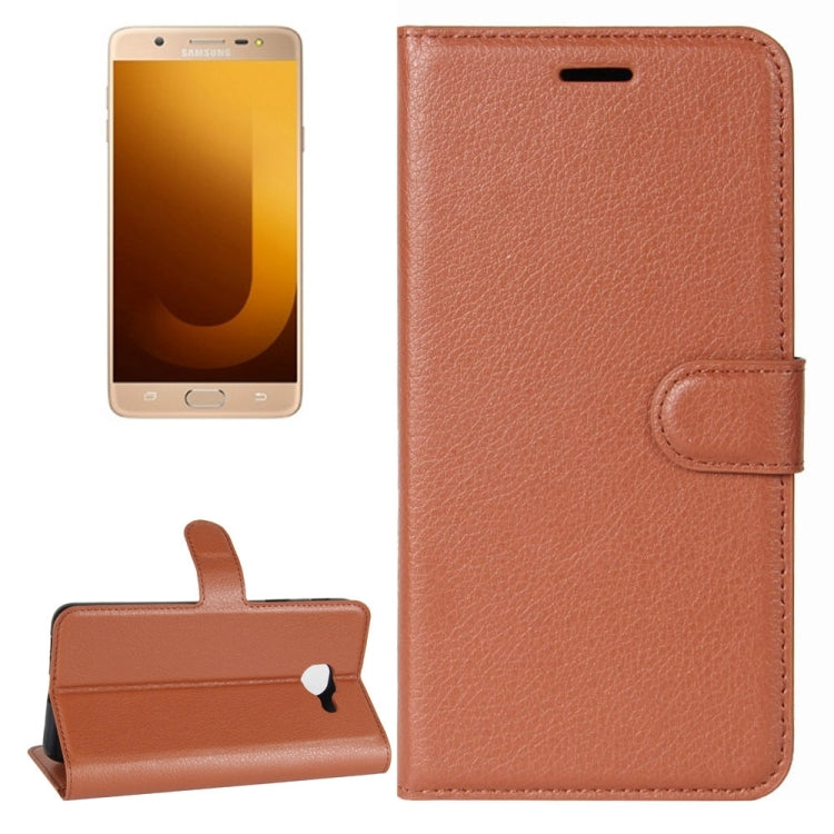 For Galaxy J7 Max Litchi Texture Horizontal Flip Leather Case with Holder & Card Slots & Wallet