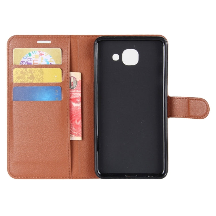 For Galaxy J7 Max Litchi Texture Horizontal Flip Leather Case with Holder & Card Slots & Wallet
