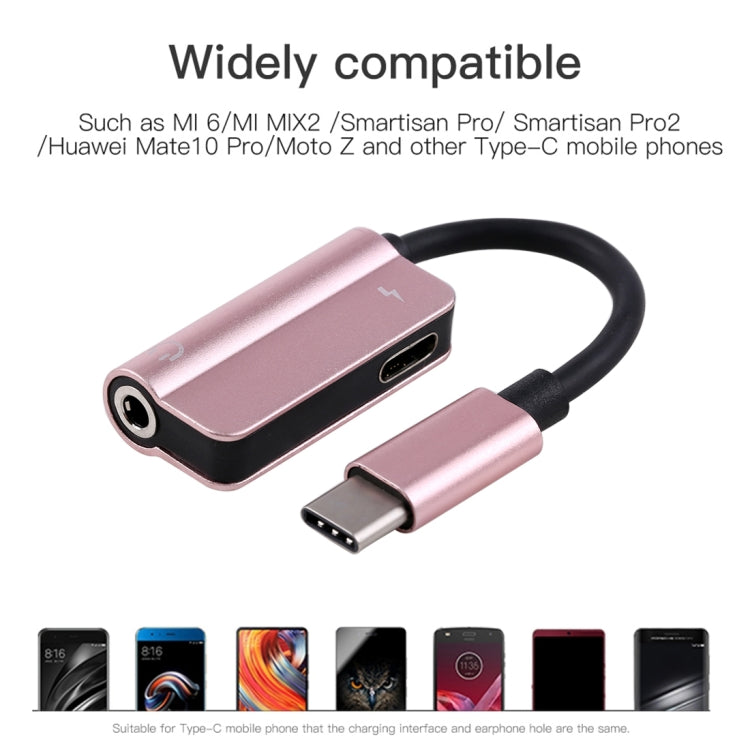 2 in 1 Cable Fast Charge Type-C Male to Type-C Female + 3.5mm Female Jack Headphone Adapter Converter, Supports Audio and Charging, Length: 12cm