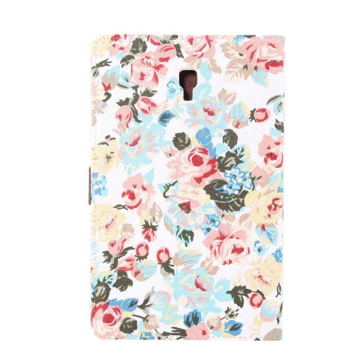 Dibase Flower Pattern Horizontal Flip PU Leather Case for Galaxy Tab A 10.5 / T590, with Holder & Card Slot (White)