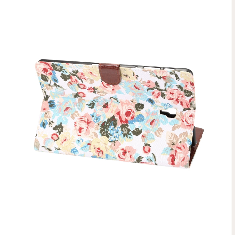 Dibase Flower Pattern Horizontal Flip PU Leather Case for Galaxy Tab A 10.5 / T590, with Holder & Card Slot (White)