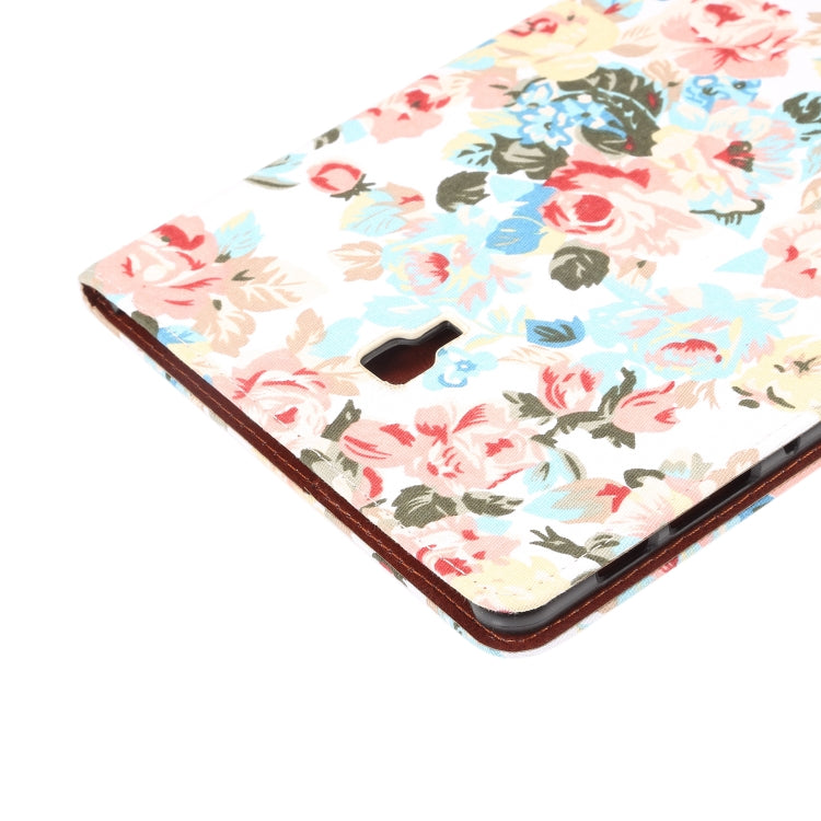 Dibase Flower Pattern Horizontal Flip PU Leather Case for Galaxy Tab A 10.5 / T590, with Holder & Card Slot (White)