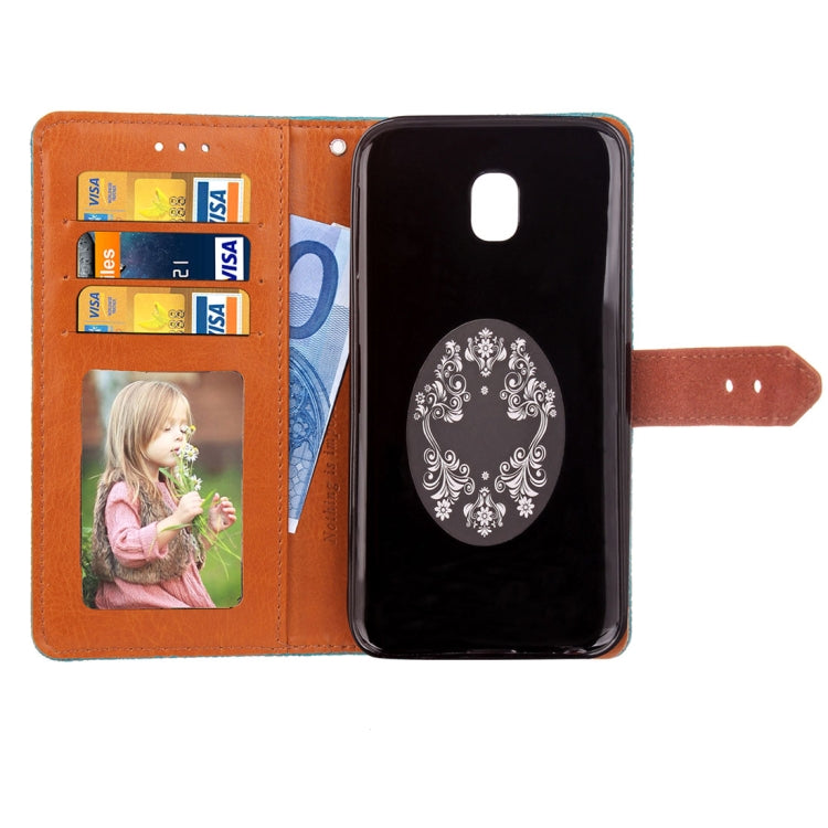 For Galaxy J3 (2017) / J330 ( EU Version) European Style Embossed Horizontal Flip  Leather Case with Holder & Card Slots & Wallet & Photo Frame & Lanyard
