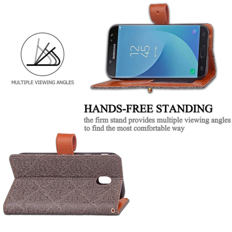 For Galaxy J3 (2017) / J330 ( EU Version) European Style Embossed Horizontal Flip  Leather Case with Holder & Card Slots & Wallet & Photo Frame & Lanyard
