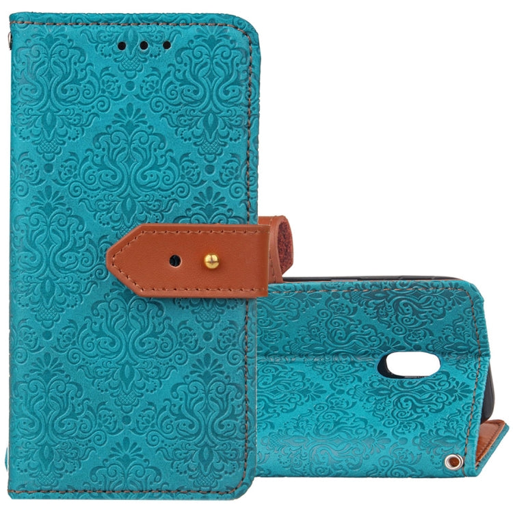 For Galaxy J5 (2017) / J530 ( EU Version) European Style Embossed  Horizontal Flip Leather Case with Holder & Card Slots & Wallet & Photo Frame & Lanyard