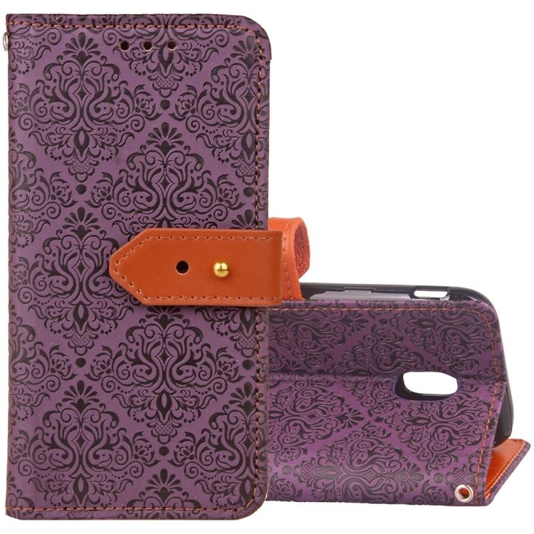 For Galaxy J5 (2017) / J530 ( EU Version) European Style Embossed  Horizontal Flip Leather Case with Holder & Card Slots & Wallet & Photo Frame & Lanyard