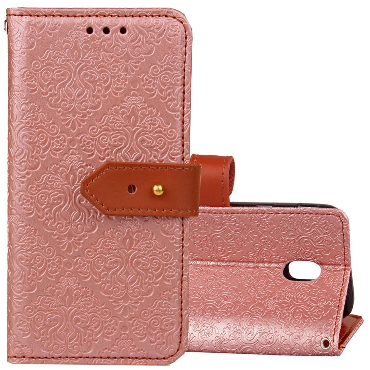 For Galaxy J5 (2017) / J530 ( EU Version) European Style Embossed  Horizontal Flip Leather Case with Holder & Card Slots & Wallet & Photo Frame & Lanyard