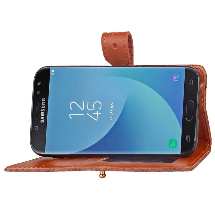 For Galaxy J5 (2017) / J530 ( EU Version) European Style Embossed  Horizontal Flip Leather Case with Holder & Card Slots & Wallet & Photo Frame & Lanyard