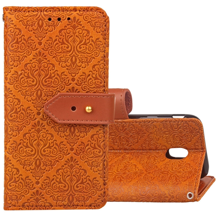 For Galaxy J7 (2017) / J730 ( EU Version) European Style Embossed Horizontal Flip Leather Case with Holder & Card Slots & Wallet & Photo Frame & Lanyard