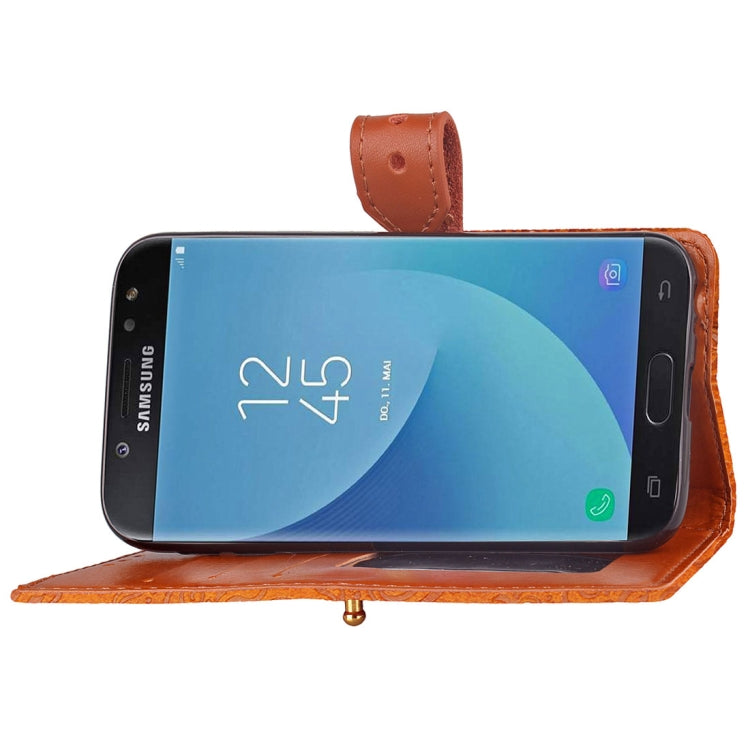 For Galaxy J7 (2017) / J730 ( EU Version) European Style Embossed Horizontal Flip Leather Case with Holder & Card Slots & Wallet & Photo Frame & Lanyard