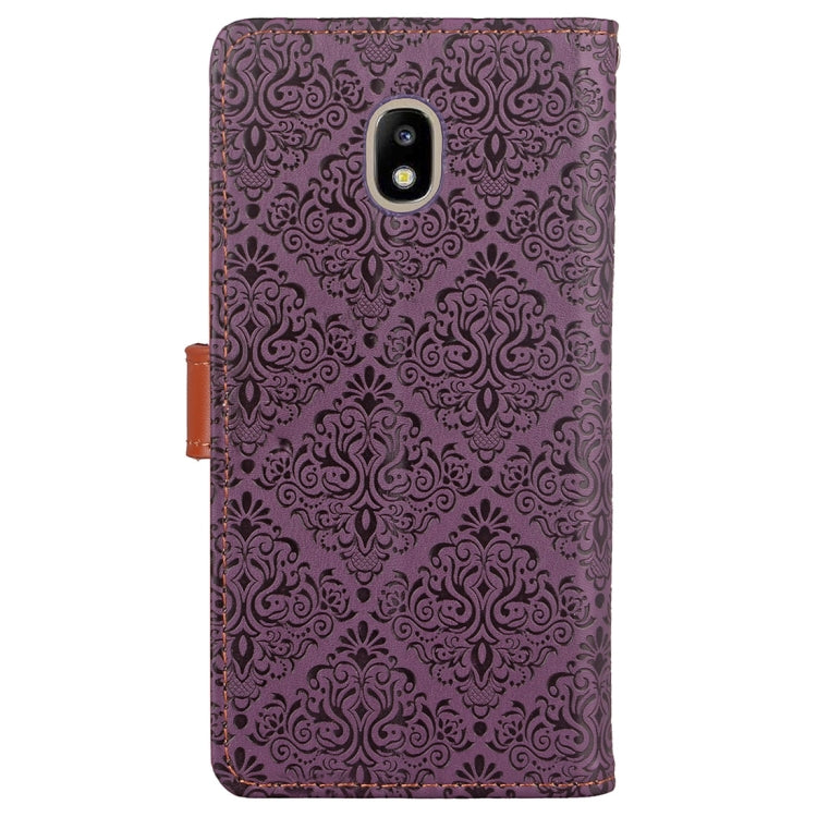 For Galaxy J7 (2017) / J730 ( EU Version) European Style Embossed Horizontal Flip Leather Case with Holder & Card Slots & Wallet & Photo Frame & Lanyard