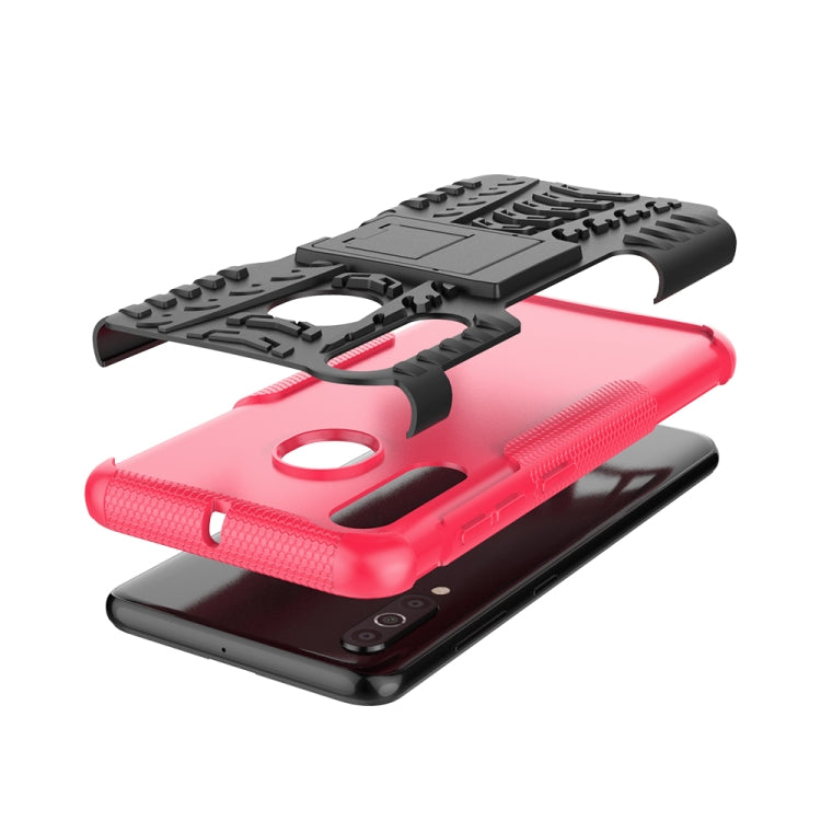 Shockproof  PC + TPU Tire Pattern Case for Galaxy A60, with Holder