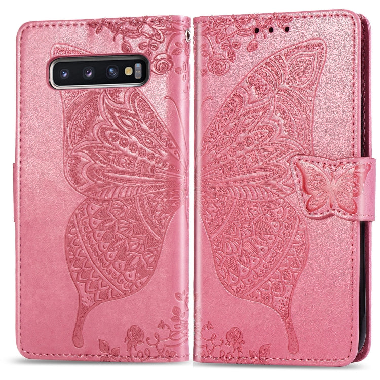 Butterfly Love Flowers Embossing Horizontal Flip Leather Case for Galaxy S10+, with Holder & Card Slots & Wallet & Lanyard