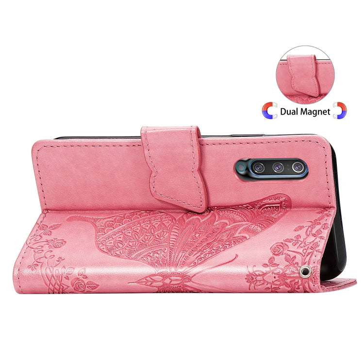 Butterfly Love Flowers Embossing Horizontal Flip Leather Case for Galaxy A50, with Holder & Card Slots & Wallet & Lanyard