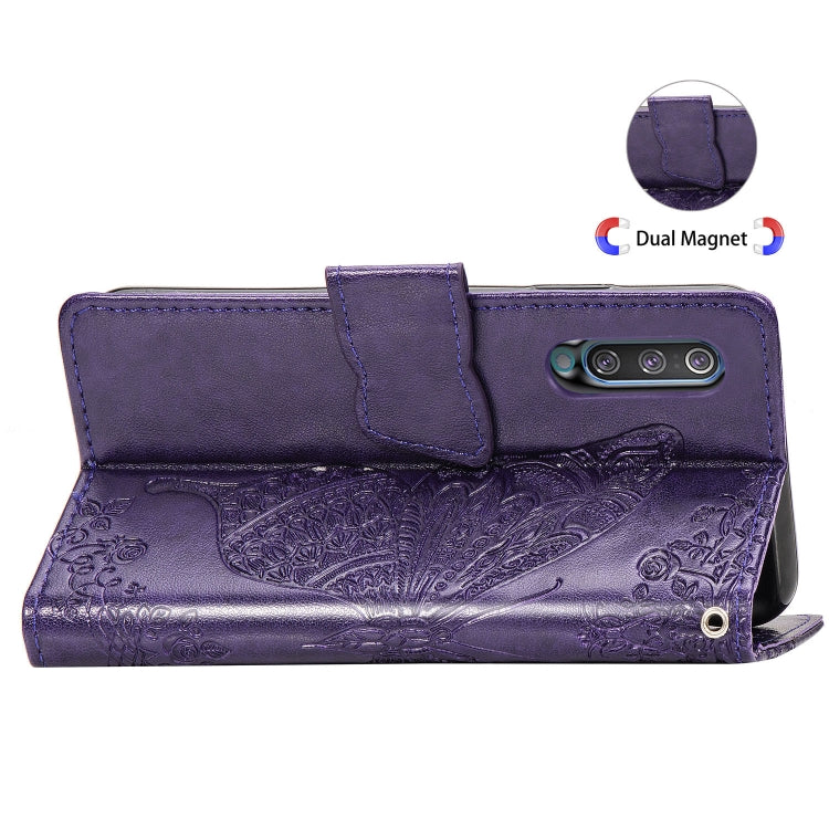 Butterfly Love Flowers Embossing Horizontal Flip Leather Case for Galaxy A70, with Holder & Card Slots & Wallet & Lanyard