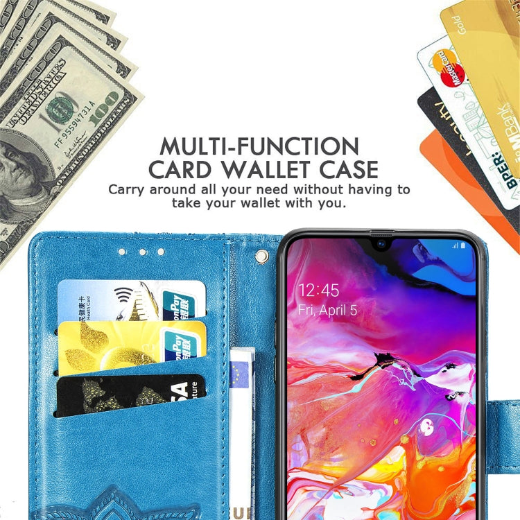 Butterfly Love Flowers Embossing Horizontal Flip Leather Case for Galaxy A70, with Holder & Card Slots & Wallet & Lanyard