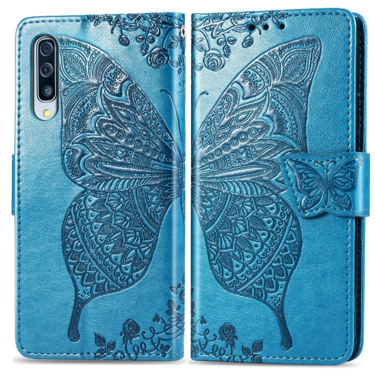 Butterfly Love Flowers Embossing Horizontal Flip Leather Case for Galaxy A70, with Holder & Card Slots & Wallet & Lanyard