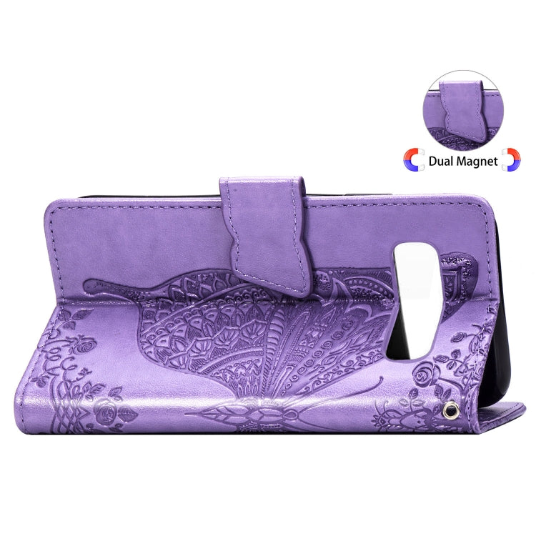 Butterfly Love Flowers Embossing Horizontal Flip Leather Case for Galaxy S10e, with Holder & Card Slots & Wallet & Lanyard