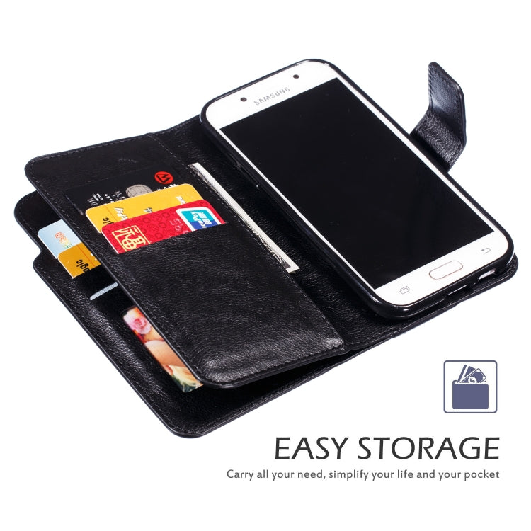 Litchi Texture Horizontal Flip Leather Case for Galaxy A5 (2017), with Holder & Nine Card Slots & Wallet